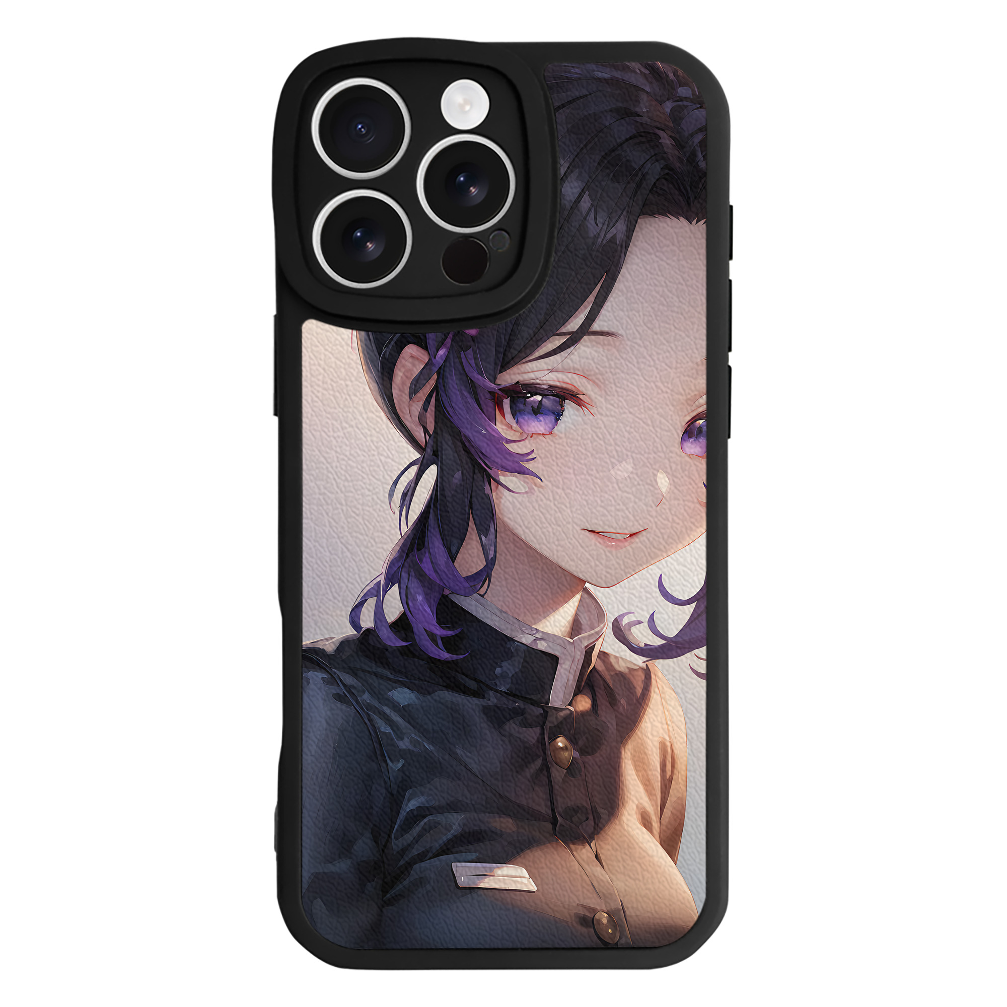 （画像用） 鬼滅の刃（きめつのやいば）蟲柱-胡蝶 しのぶ／こちょう しのぶ Kochou Shinobu 【iPhone 16シリーズ対応】シリコンスマホケース（レザー調） 材質：シリコン